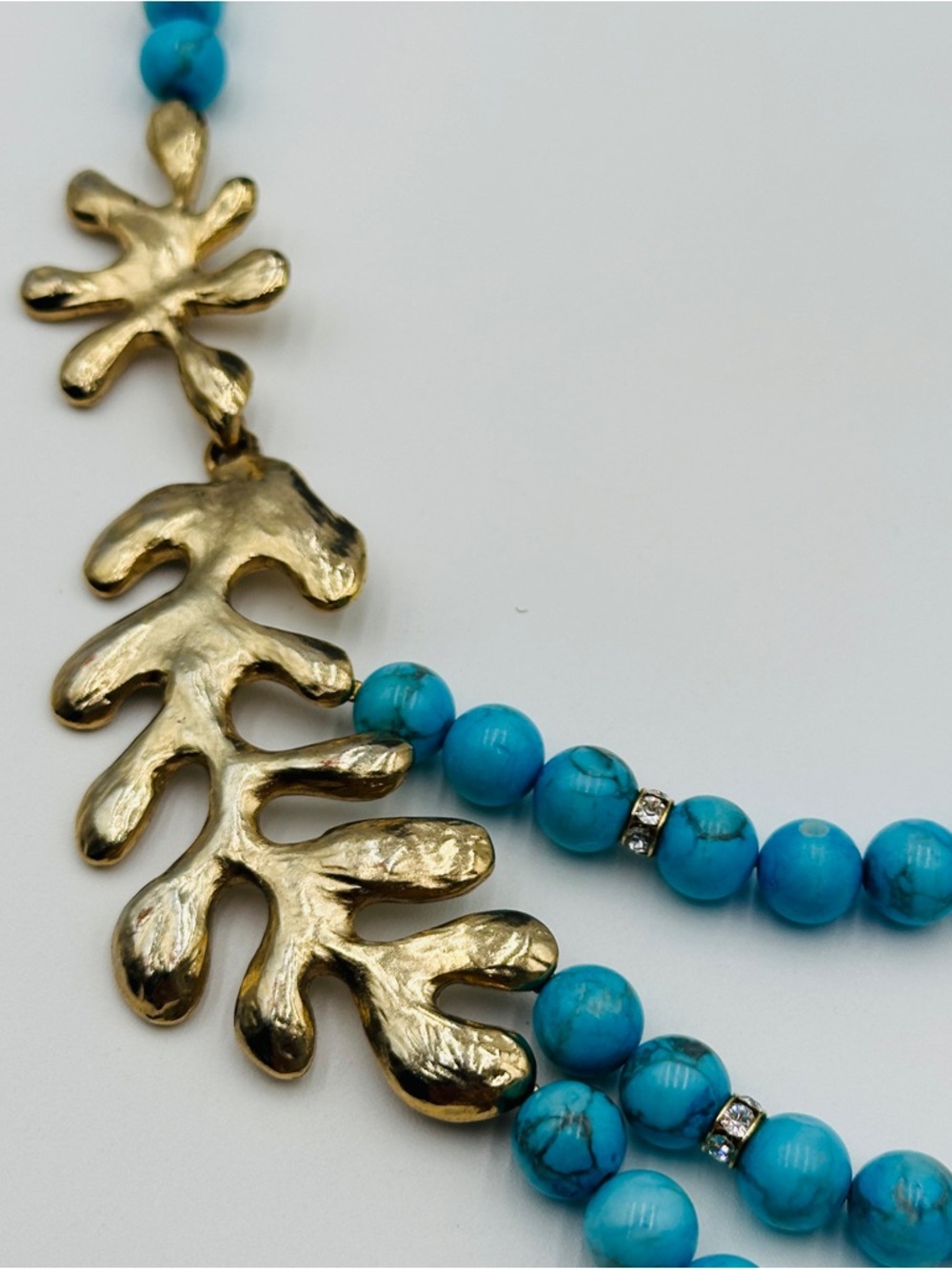 Oscar de la Renta Natural Turquoise statement necklace circa early 2000's - Picture 8 of 9
